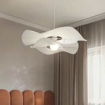  Šiaurės šalių minimalistiniai LED šviestuvai Dvisluoksnis audinys Miegamasis Svetainė Valgomojo stalas Šviestuvas Rankų darbo šiaudinės skrybėlės dizainas