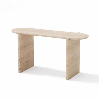 Šiaurės šalių minimalistinio stalo baldai Natural Mable Travertine įėjimo konsolės stalas prabangiam viešbučio koridoriui