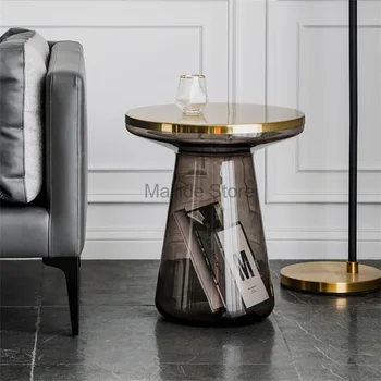  Šiaurės šalių skaidraus stiklo varpai Kavos staliukas svetainės baldams Namų dizaineris Creative Small Apartment Ins sofa šoninis staliukas
