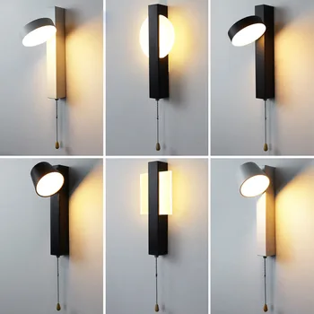  Šiuolaikinis paprastas led sieninis šviestuvas gali pasukti sieninę lempą naktinė lempa svetainės koridorius ir koridoriaus lempa su jungiklio sienine šviesa
