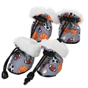  Šunų sniego batai 4vnt Šuniukas Žieminiai jaukūs batai Vilnoniai batai su sutraukiamu raišteliu Šunų letenų apsaugos Corgi Dobermano pinčeris Vokiečių