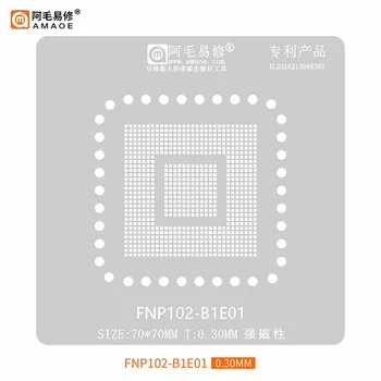  Amaoe FNP102-B1E01 BGA reballing trafaretas LCD pagrindinės plokštės lustui Kvadratinių skylių šildymo plieno tinklelis 0.3MM storis