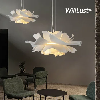  Creative akrilinė pakabinama lempa Nordic White Petal Suspension Light Cafe Bakery Shop Hotel Living Bedroom Gėlių pakabinamas apšvietimas