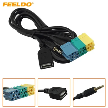  FEELDO 2 in1 3.5MM + USB kištuko garso adapterio kabelis Kia Aux kabelis CD grotuvas į MP3 skirtas Hyundai Kia Sportage #3072