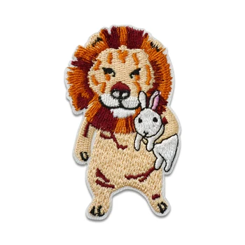  Mieli liūto ir triušio ženkliukai siuvinėjimo pleistrai Lygintuvas ant nugaros švarkams Siuvimas Animacinis filmas Logotipas Aplikacija Krūtinė Pečių dirželiai