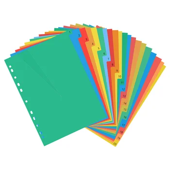  Pages A4 Colorful Index Page Classified Lables Plastikiniai skirtukų skirstytuvai Kortelių popierius, kad būtų išvengta lenkimo(spalvotas spausdintas skaičius)