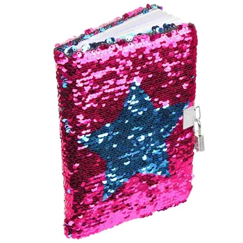  Reversible Star Sequin Journal Diary Notepad su užraktu ir raktu moterims Girls Kids