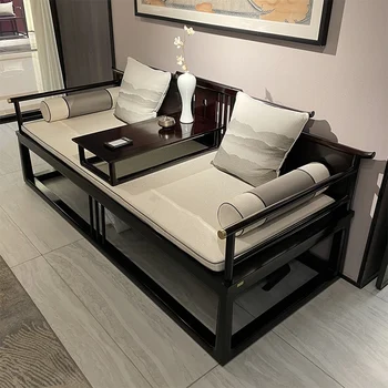  style Arhat lova griūva sofos derinys modernus retro maža šeimyninė svetainė juodas auksas medžio masyvo Zen baldai sandėlyje