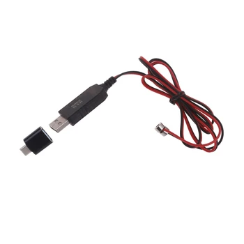  USB kabelio maitinimo laidas 3.7V 14500 16340 26650 ličio akumuliatoriaus įkrovimo linija su C tipo adapteriu