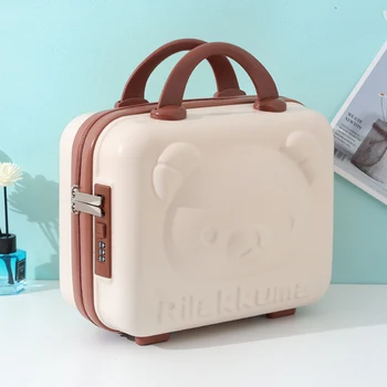  Vaikų nešiojamas lagaminas mini makiažo dėžutė mažas animacinis lokys kelionių dovana moterims kosmetikos krepšio bagažas
